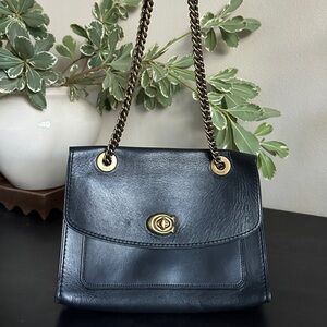 Black Coach Leather convertible strap bag